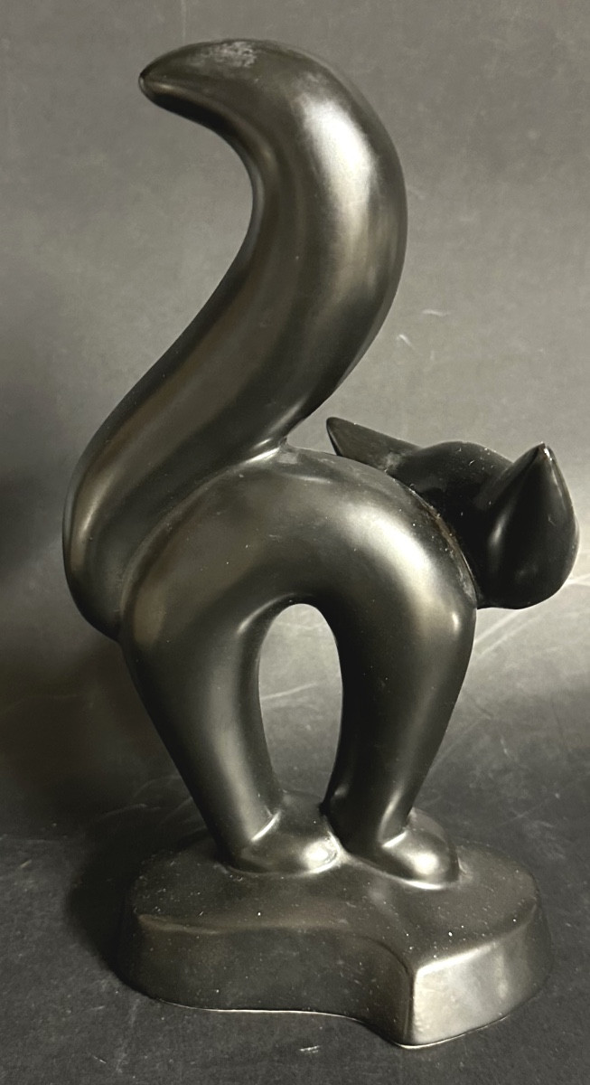 CHAT vintage en Ceramique noire JEMA Hollande en très bon état-photo-2