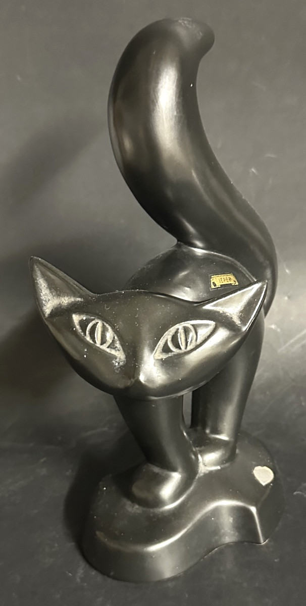 CHAT vintage en Ceramique noire JEMA Hollande en très bon état-photo-4