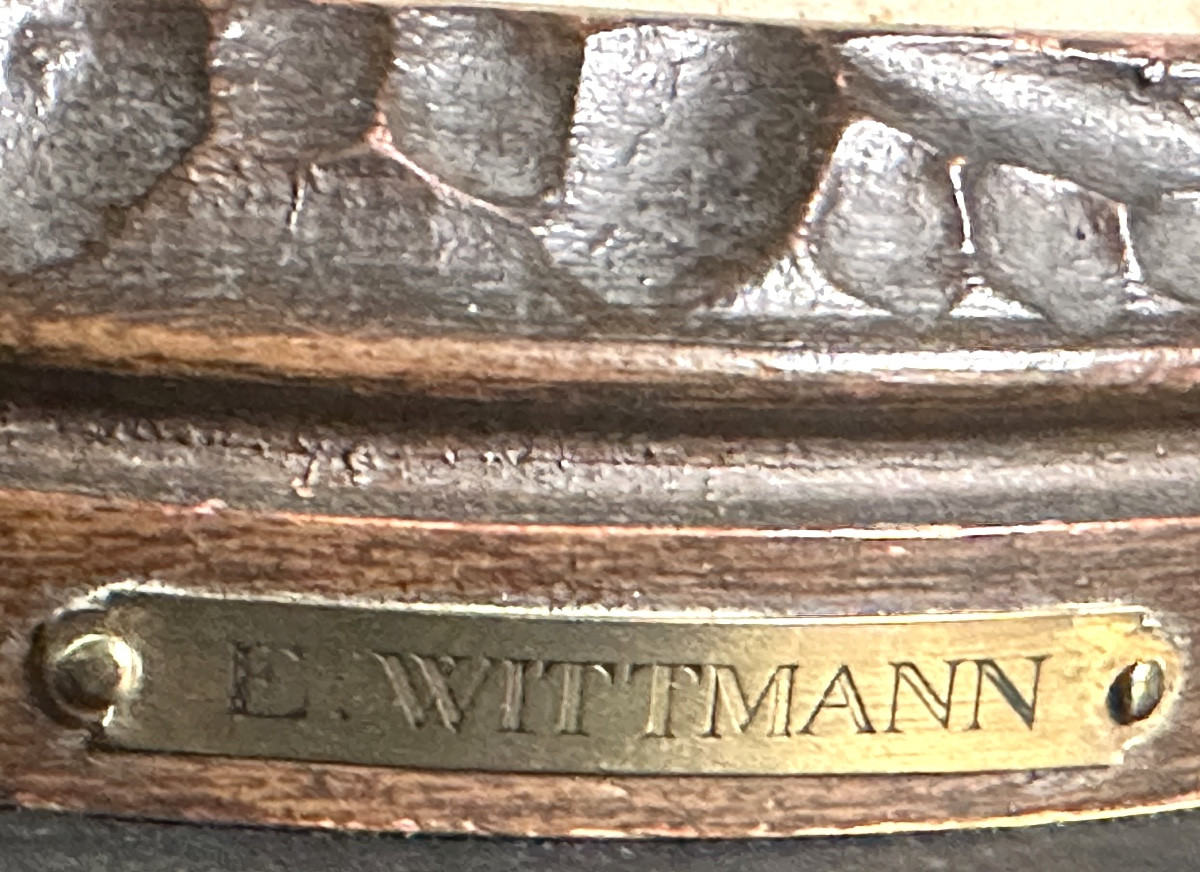 Ernest Wittmann For Mougin Nancy Stoneware On Sculpted Base 1910 Vieille Au Fagot /2-photo-3