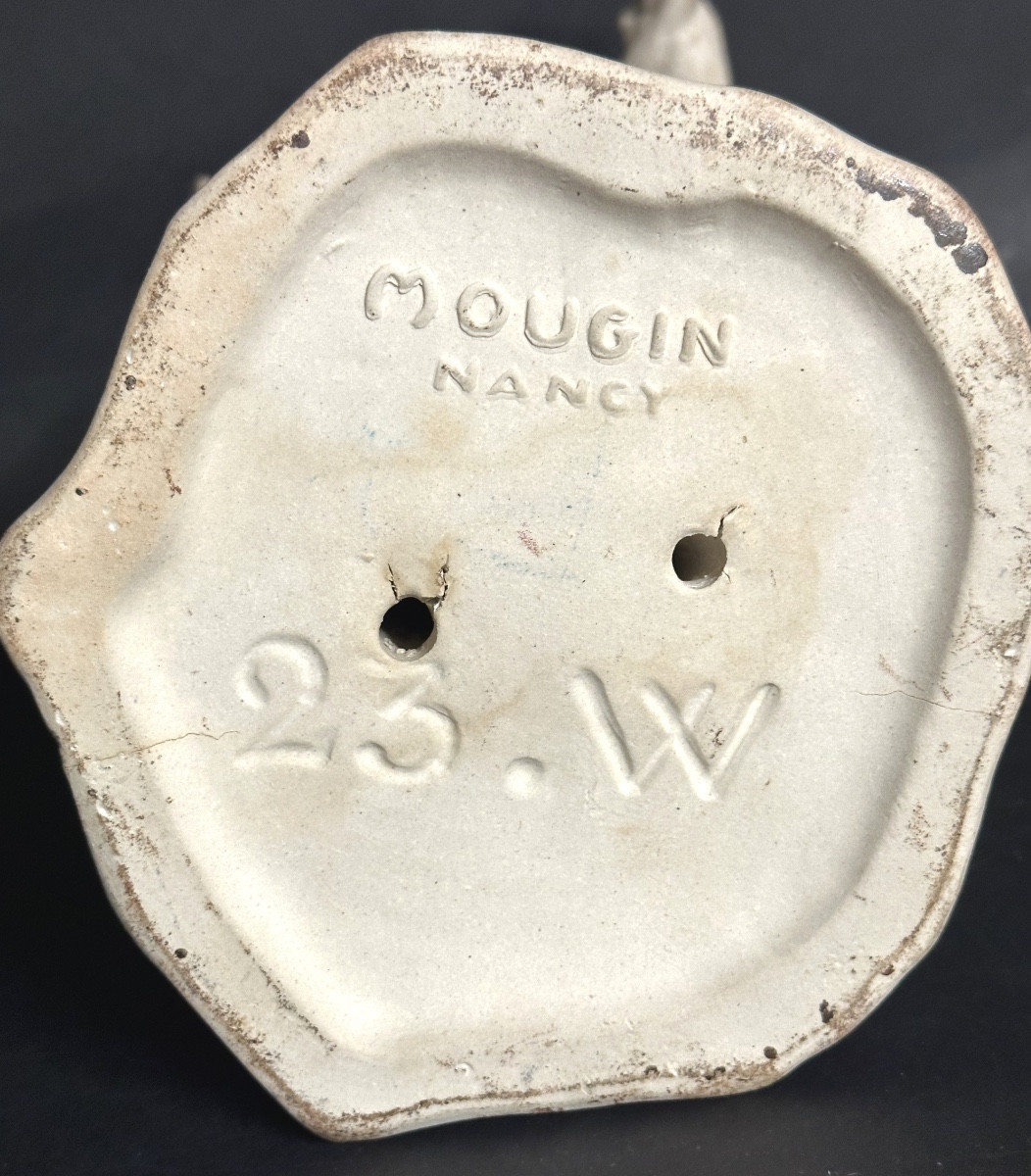 Ernest Wittmann For Mougin Nancy Stoneware On Sculpted Base 1910 Vieille Au Fagot /2-photo-1