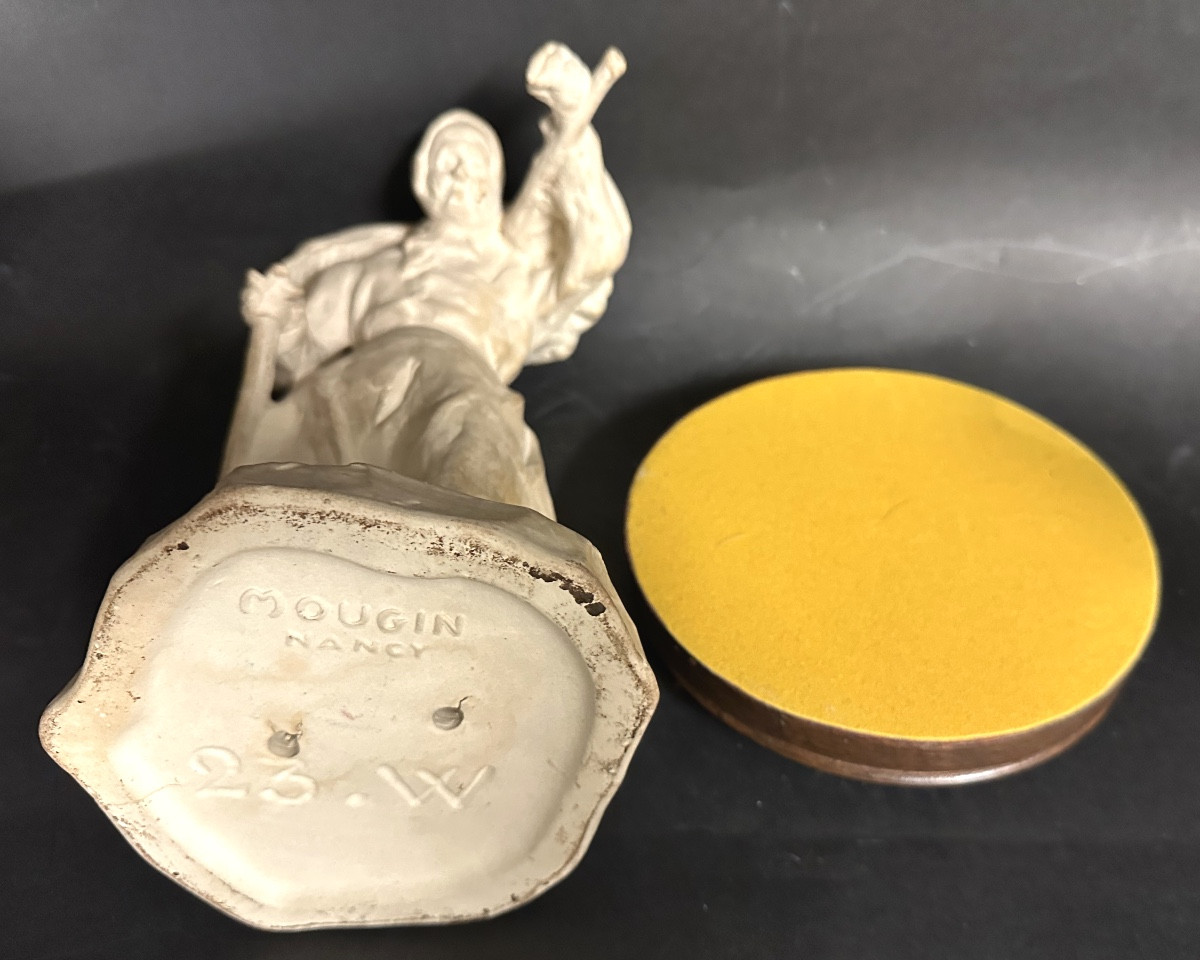 Ernest Wittmann For Mougin Nancy Stoneware On Sculpted Base 1910 Vieille Au Fagot /2-photo-5
