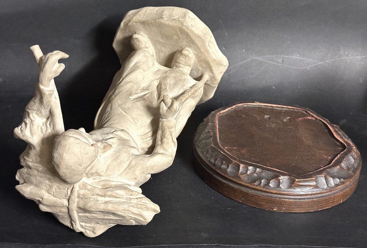 Ernest Wittmann For Mougin Nancy Stoneware On Sculpted Base 1910 Vieille Au Fagot /2-photo-6