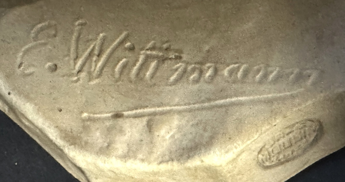 Ernest Wittmann For Mougin Nancy Stoneware On Sculpted Base 1910 Vieille Au Fagot /2-photo-8