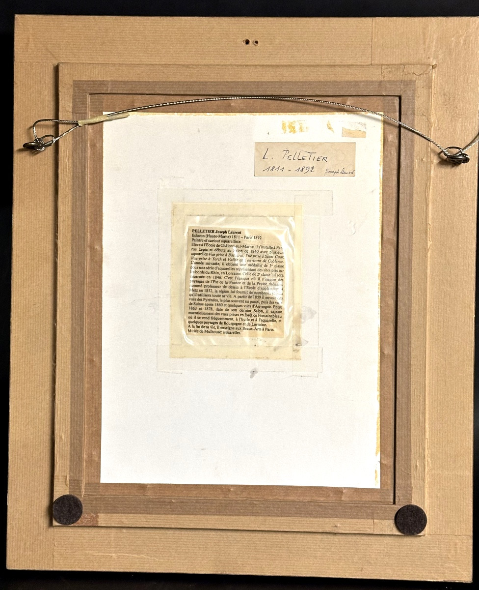 Joseph Laurent PELISSIER 1811-1892 Village Vosgien animé aquarelle Metz Mulhouse -photo-4