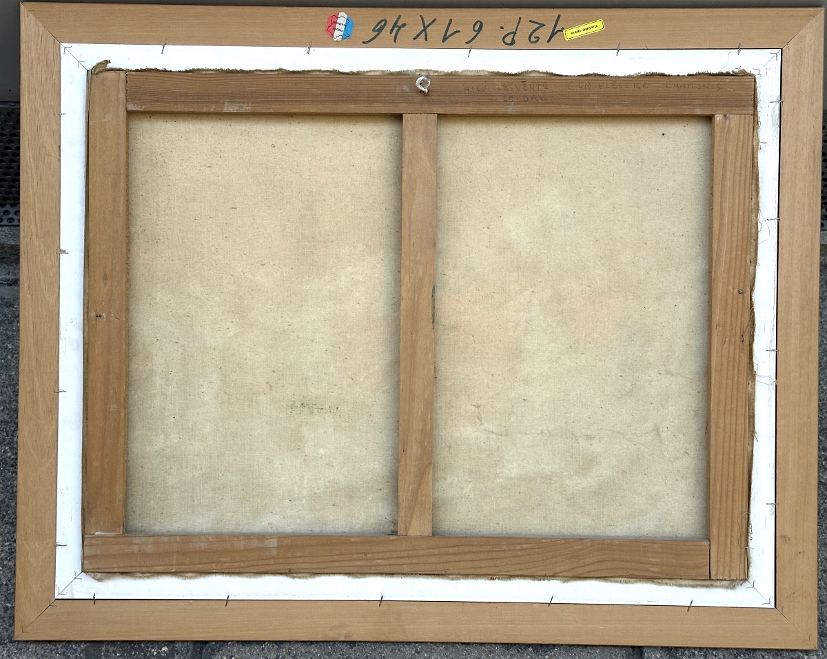 Corelli XXth Large Oil Painting l' Aiguille Verte Le Dru La Flachere Chamonix Alpes Grenoble Mountain-photo-2