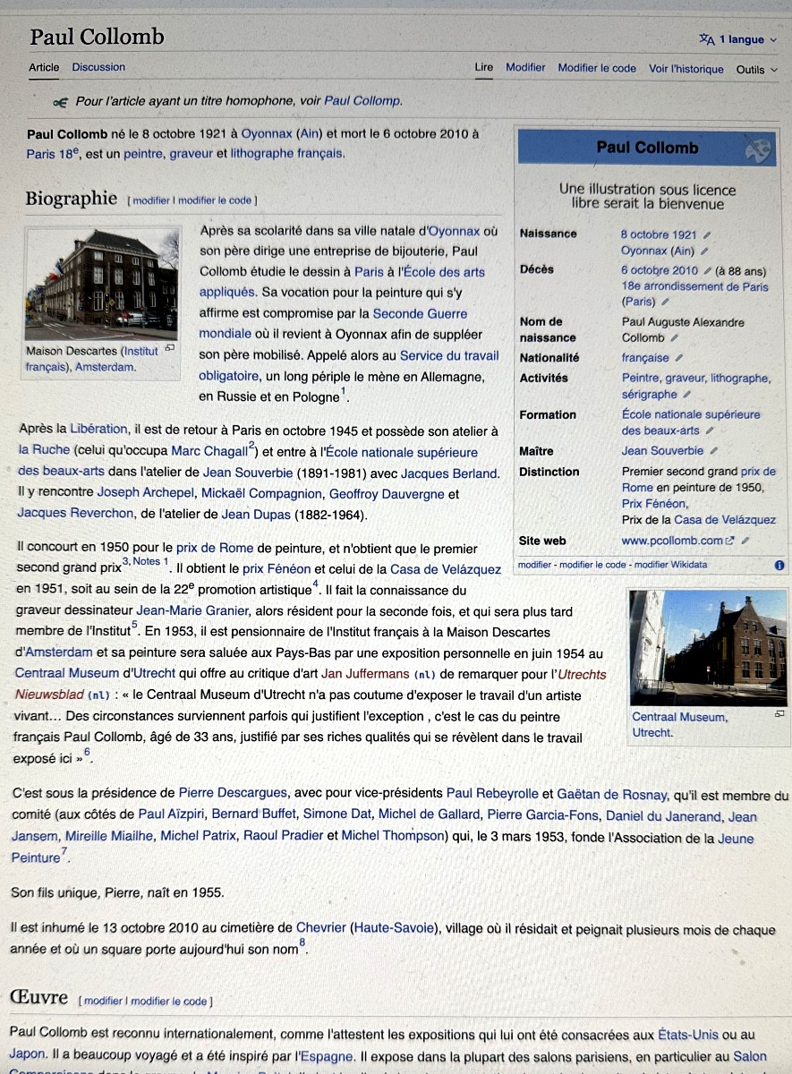 Paul COLLOMB 1921-2010 Huile vase de fleurs signé-photo-2