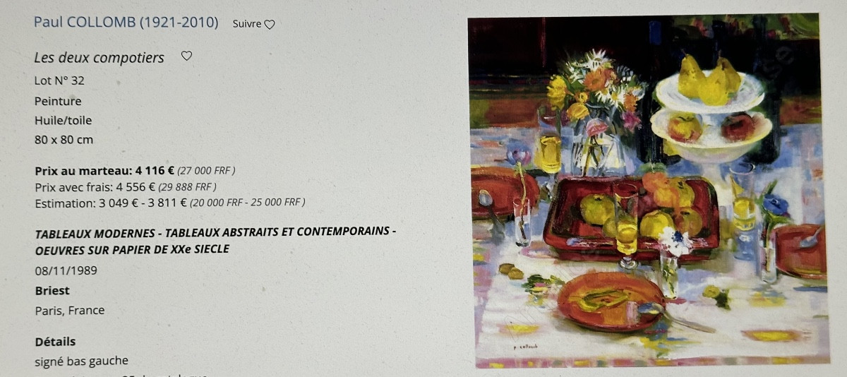 Paul COLLOMB 1921-2010 Huile vase de fleurs signé-photo-6