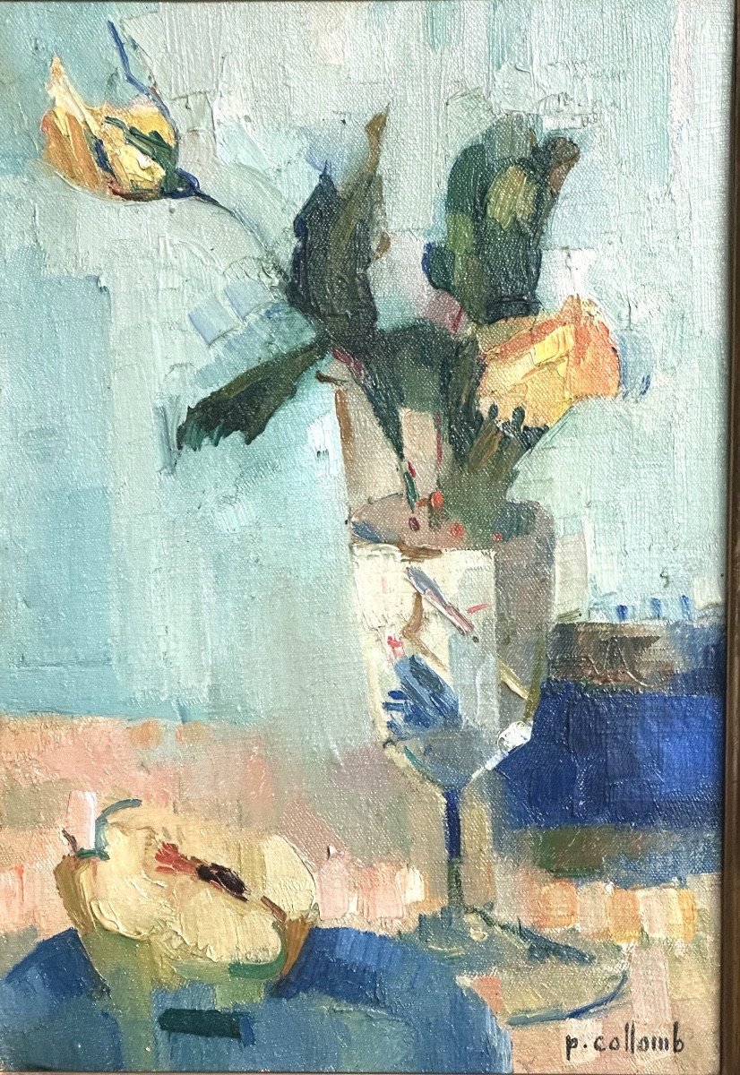 Paul COLLOMB 1921-2010 Huile vase de fleurs signé