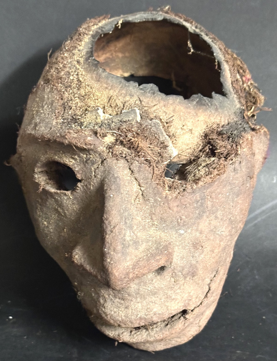 RARE crâne surmodelé Vaneatu Art Primitif Océanie relique en l’état Musée-photo-1