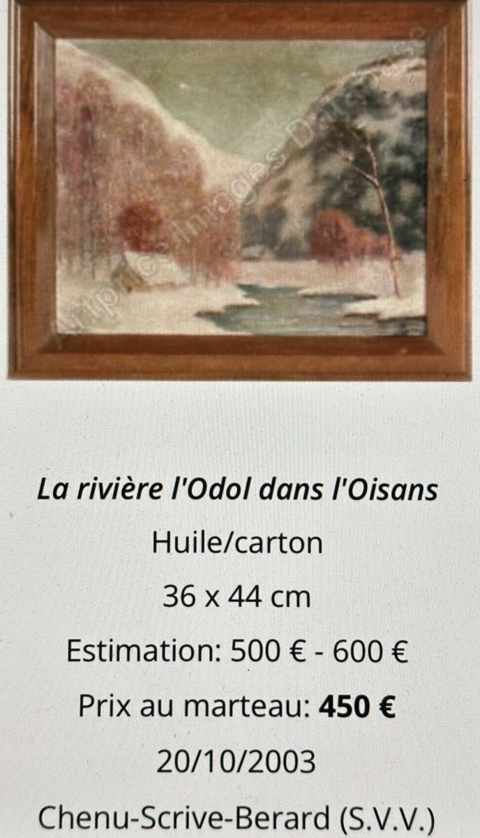Charles Boutheon 1877-1949 Oil Sled On Mountain Snow 1929 Alps-photo-3
