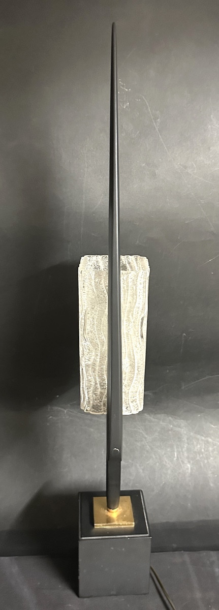 Lampe Maison ARLUS 1950 en bois et verre 77,5cm en très bon état-photo-3