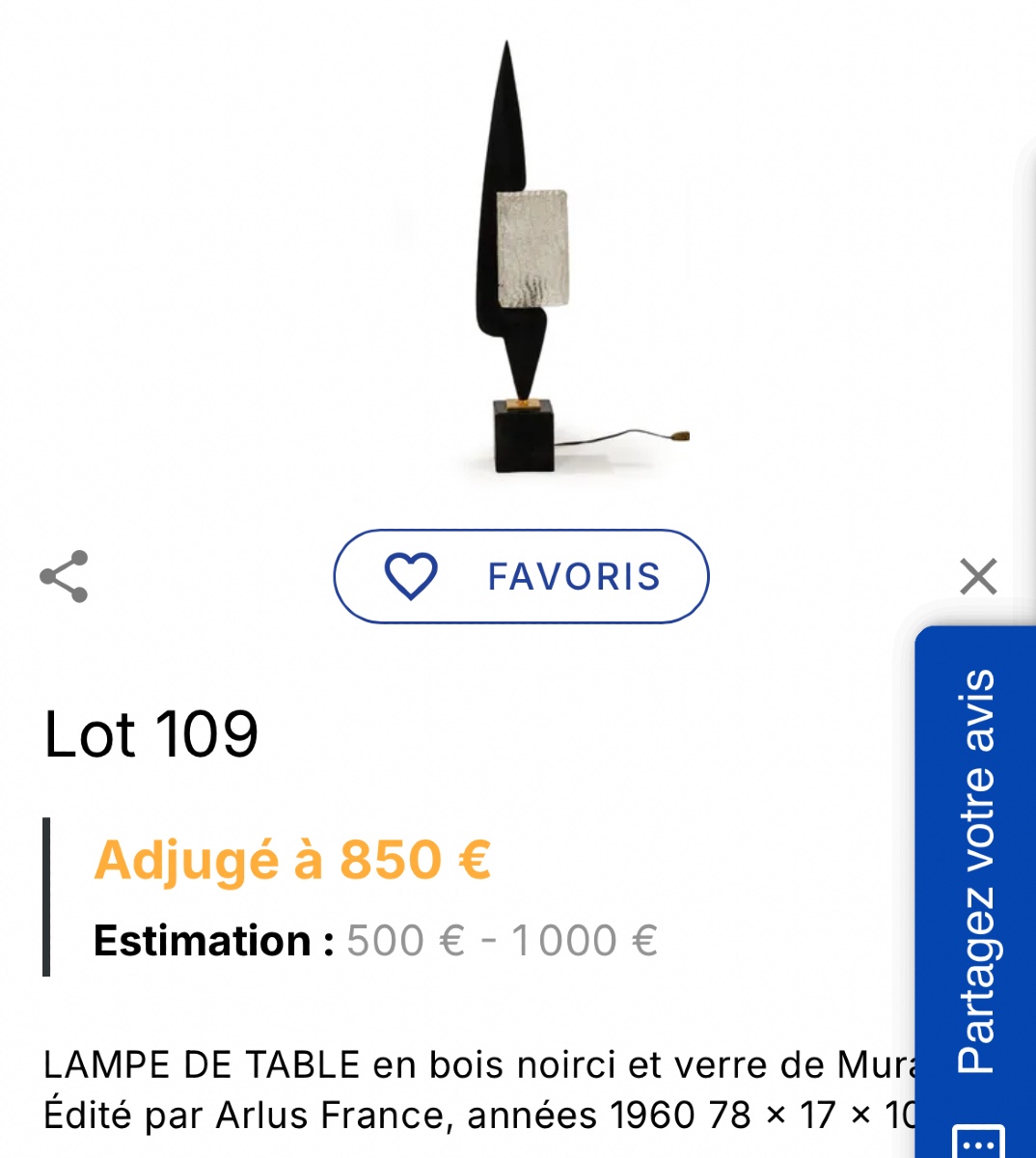 Lampe Maison ARLUS 1950 en bois et verre 77,5cm en très bon état-photo-6