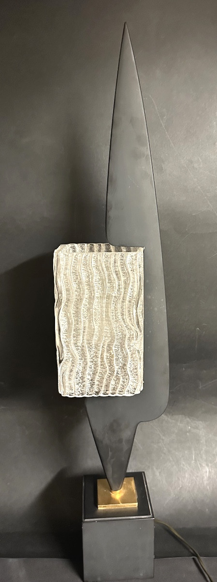 Lampe Maison ARLUS 1950 en bois et verre 77,5cm en très bon état