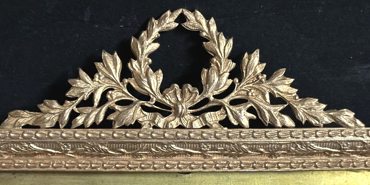 Late 19th Century Louis XVI Style Gilt Bronze Photo Frame With Original Glass Photo Holder, Very Good Condition-photo-2