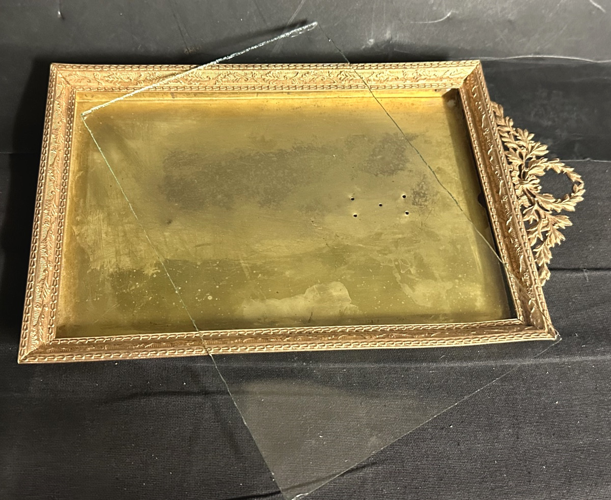 Late 19th Century Louis XVI Style Gilt Bronze Photo Frame With Original Glass Photo Holder, Very Good Condition-photo-4