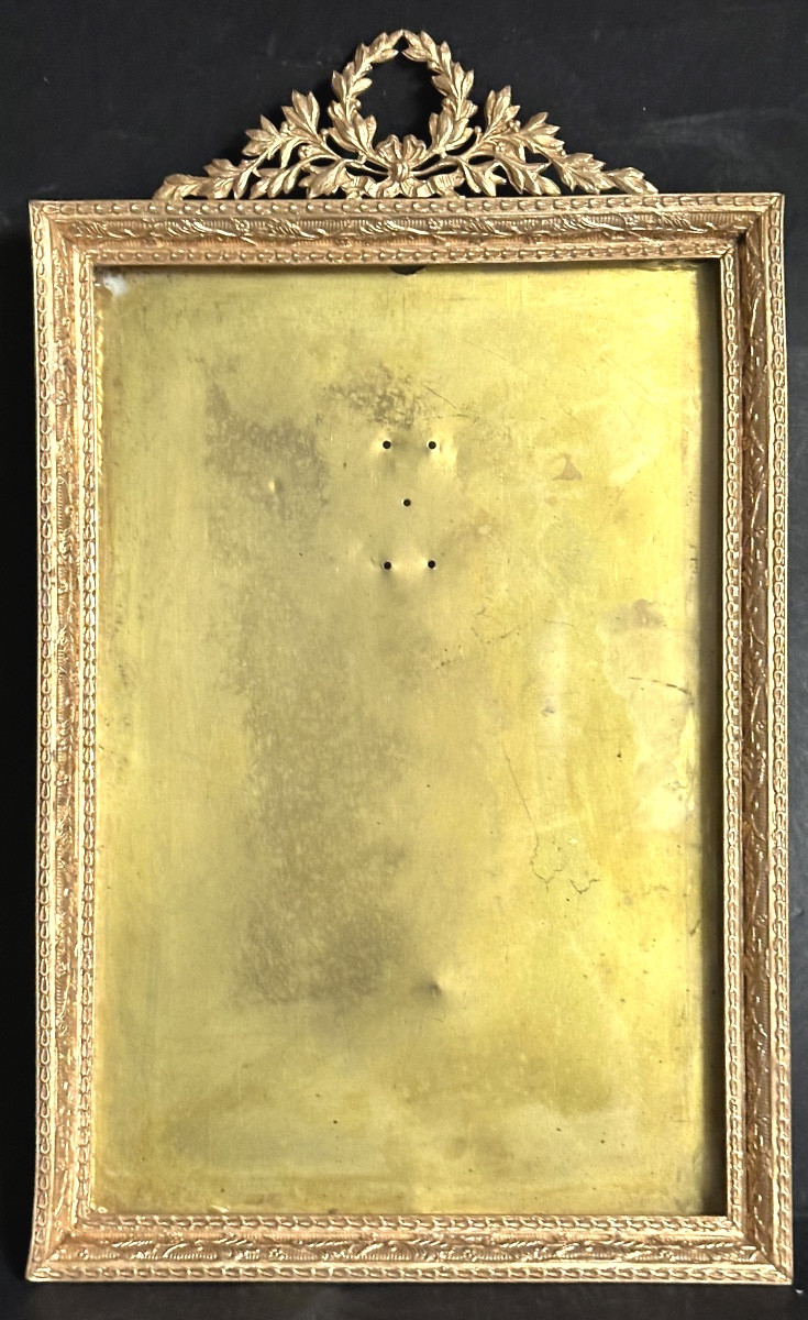 Late 19th Century Louis XVI Style Gilt Bronze Photo Frame With Original Glass Photo Holder, Very Good Condition