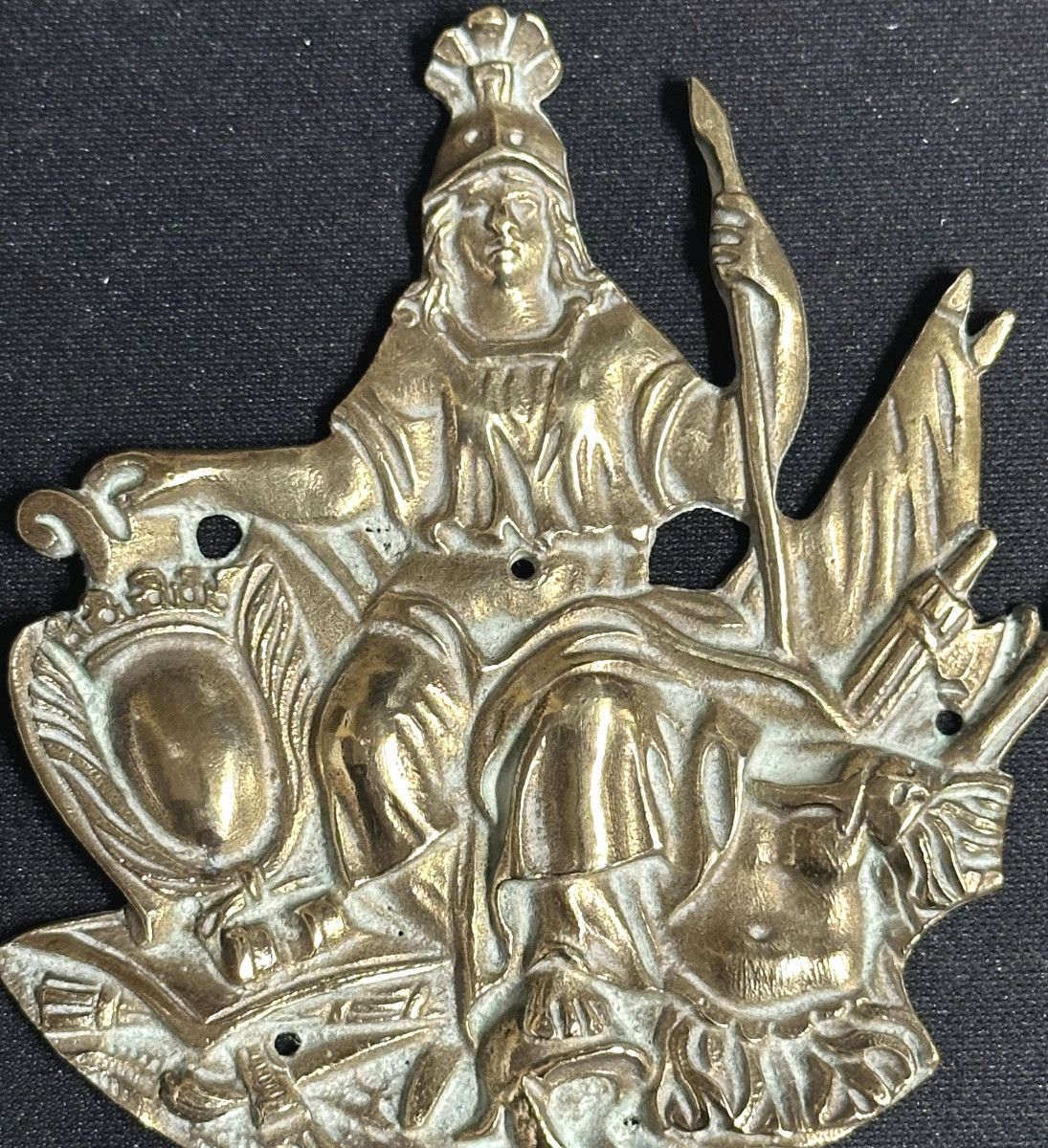Ornamental Bronze Plate Republique Giberne Box Attribute On Military Trophy-photo-4