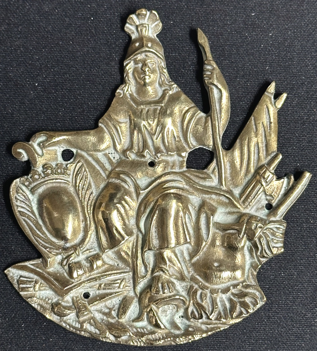 Ornamental Bronze Plate Republique Giberne Box Attribute On Military Trophy