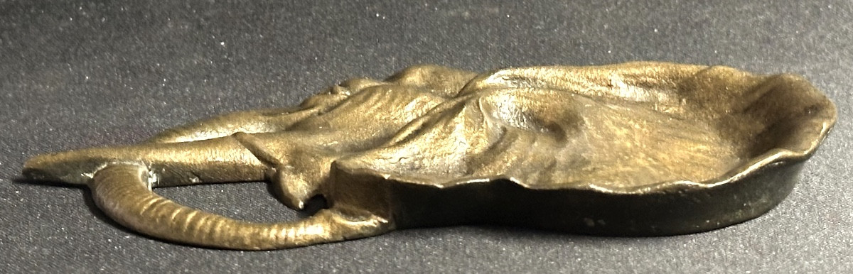 Rare Bronze éléphant Pocket Scoop Circa 1900/1920 Hunting Animalistic Decoration-photo-2