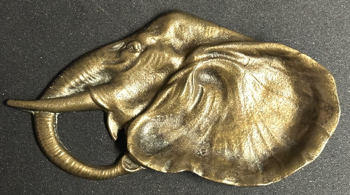 Rare Bronze éléphant Pocket Scoop Circa 1900/1920 Hunting Animalistic Decoration
