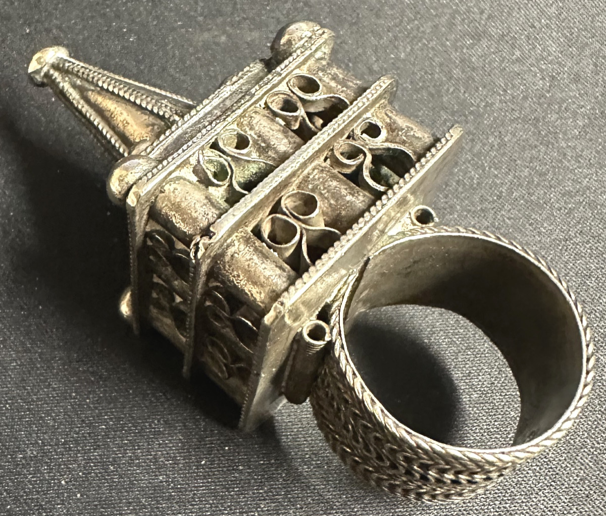 Solid Silver Ring For Berber Hair Braid Morocco Aït Akka Sephardic-photo-2