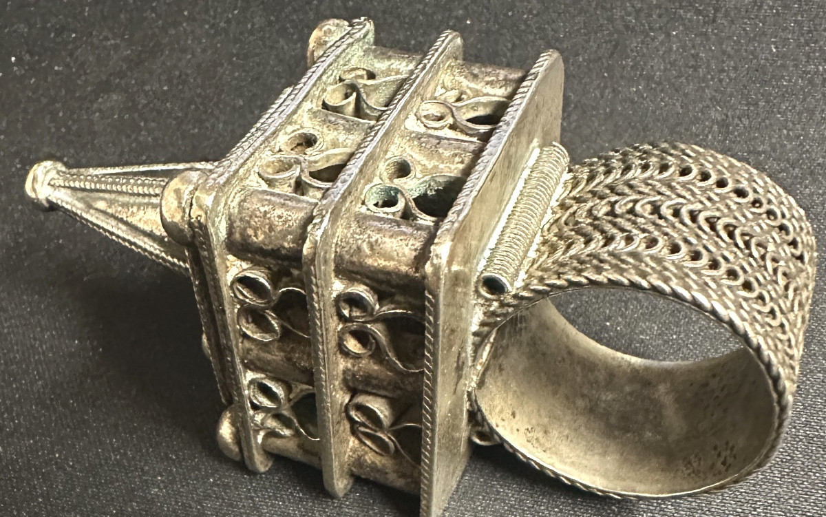 Solid Silver Ring For Berber Hair Braid Morocco Aït Akka Sephardic-photo-2
