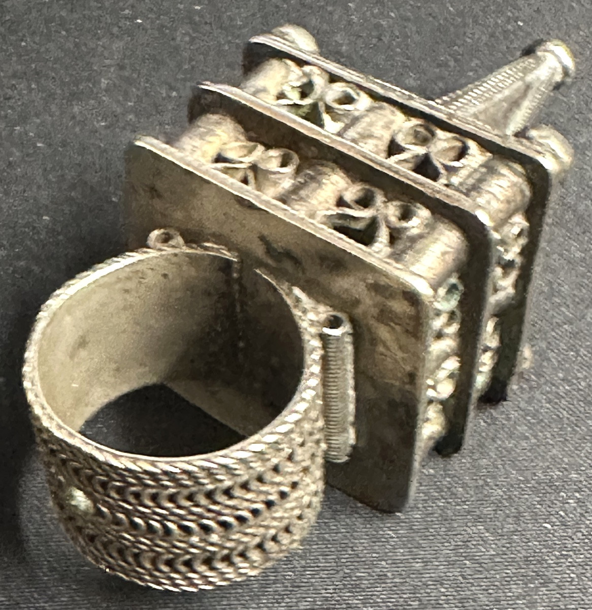 Solid Silver Ring For Berber Hair Braid Morocco Aït Akka Sephardic-photo-3