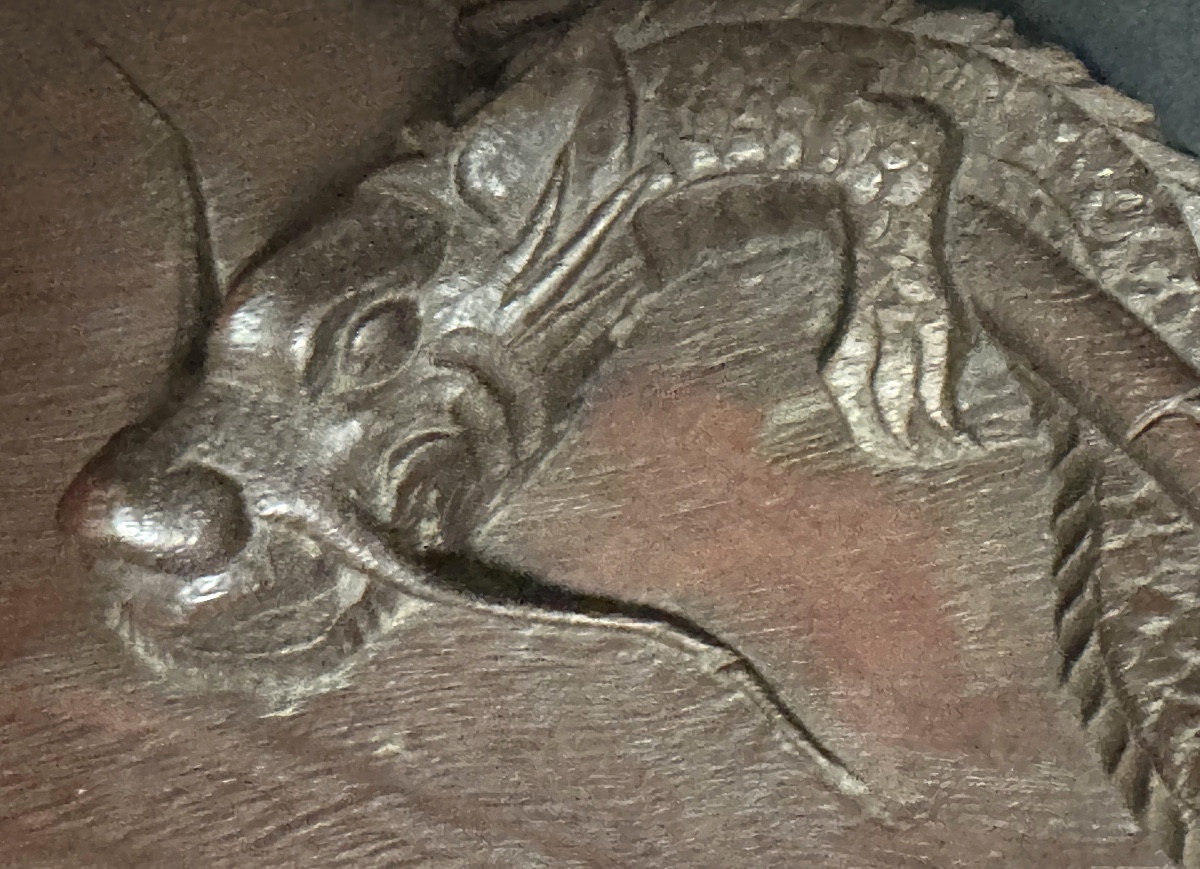 Southeast Asia Indochina Carved Solid Wood Dragon Tray Vietnam-photo-4