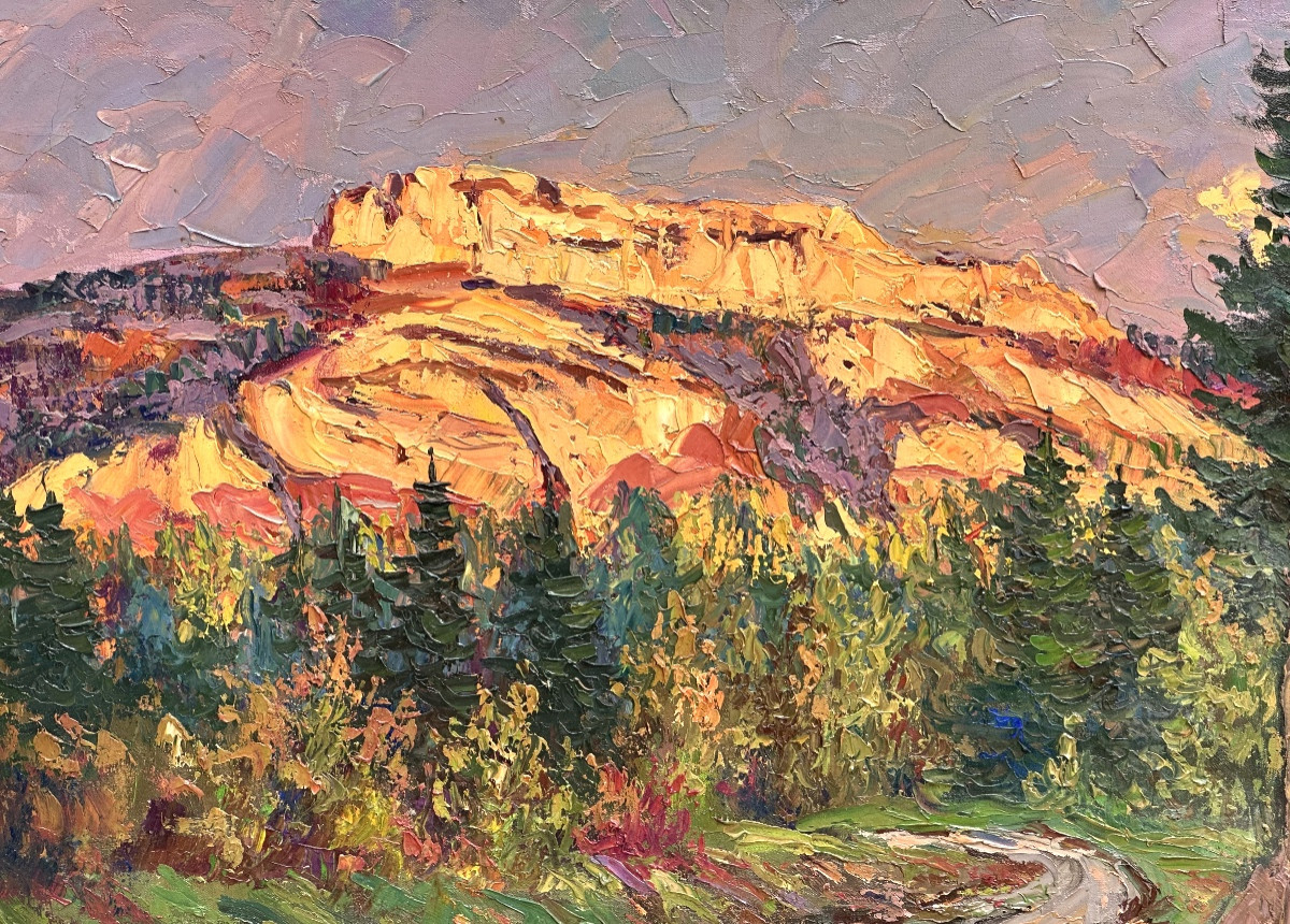Lucien QUENARD 1902-1995 Huile La Pinea en Chartreuse Soleil couchant Montagne Grenoble -photo-2
