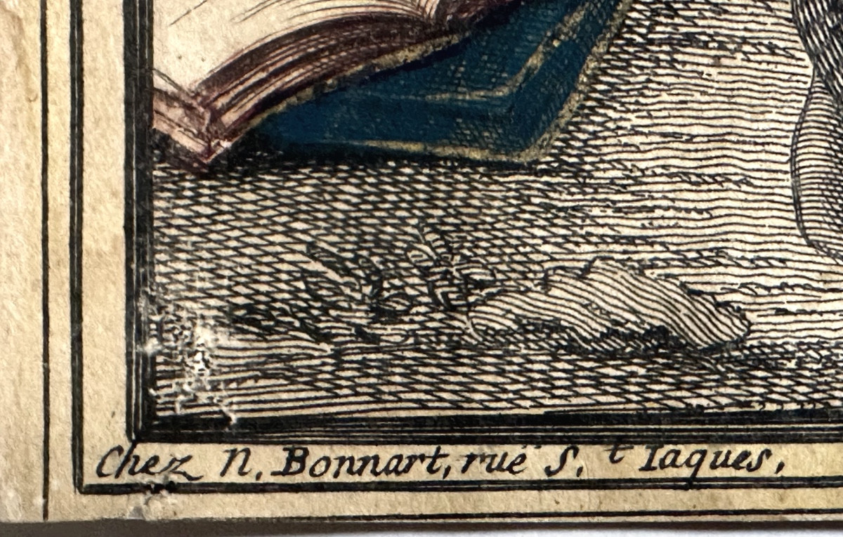 Gravure religieuse rehaussée XVIIIe ou XVIIe Saint Ignace de Loyola Jésuite St -photo-4