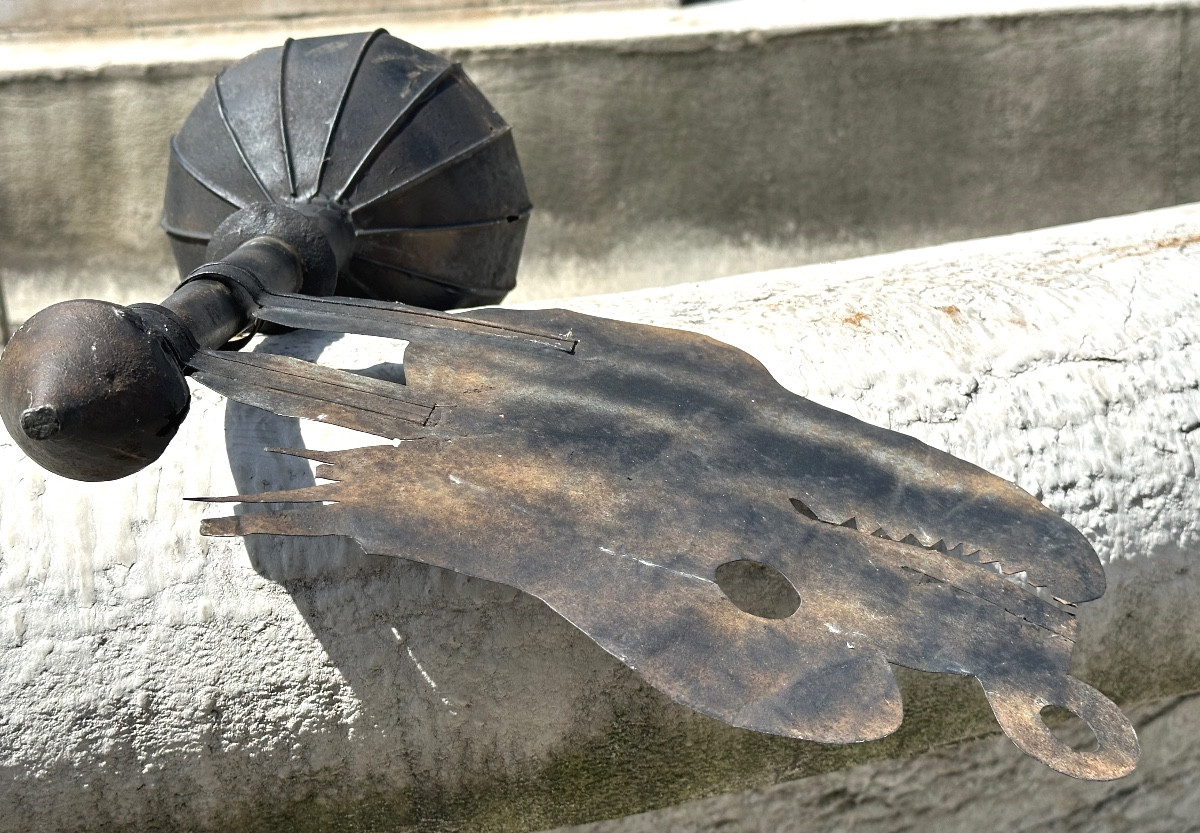 Antique Wrought Iron Weathervane 19th Century Fantastic Animal Folk Art-photo-1