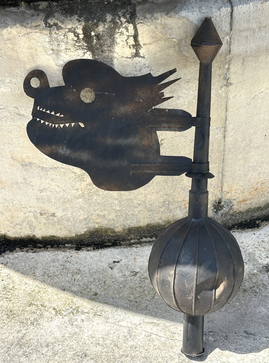 Antique Wrought Iron Weathervane 19th Century Fantastic Animal Folk Art
