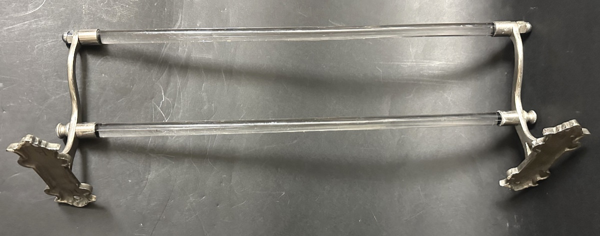 Towel Rack 1900 In Nickel-plated Brass And Glass Tubes-photo-3