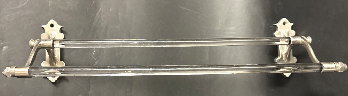 Towel Rack 1900 In Nickel-plated Brass And Glass Tubes-photo-4