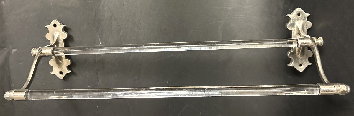 Towel Rack 1900 In Nickel-plated Brass And Glass Tubes-photo-1