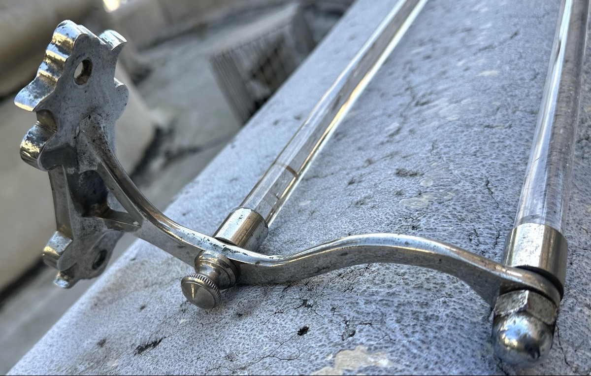 Towel Rack 1900 In Nickel-plated Brass And Glass Tubes-photo-6