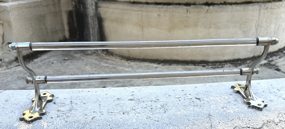 Towel Rack 1900 In Nickel-plated Brass And Glass Tubes