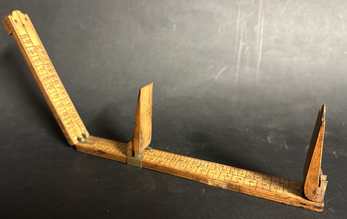 Bootmaker's Toise Pedimeter 19th Century Boxwood And Brass Pied Du Roi Shoemaker's Foot Measure
