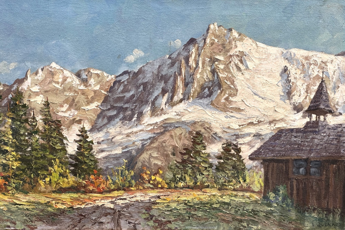 Lucien QUENARD 1902-1995 Grande huile Aiguille des Houches Merlet vallée de Chamonix Mont Blanc-photo-2
