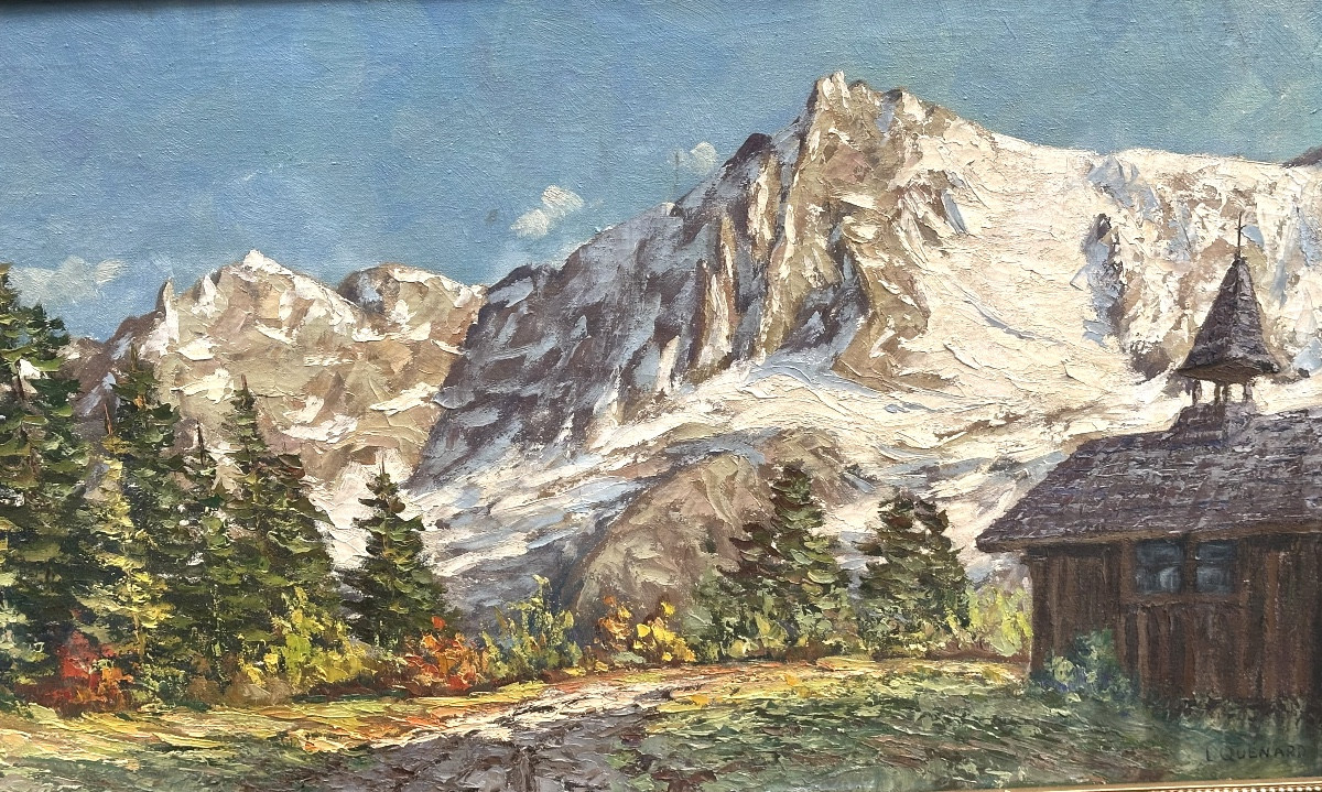 Lucien QUENARD 1902-1995 Grande huile Aiguille des Houches Merlet vallée de Chamonix Mont Blanc-photo-2