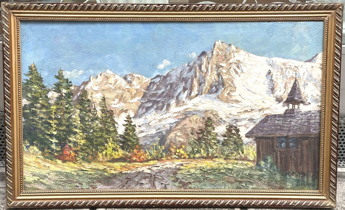 Lucien QUENARD 1902-1995 Grande huile Aiguille des Houches Merlet vallée de Chamonix Mont Blanc