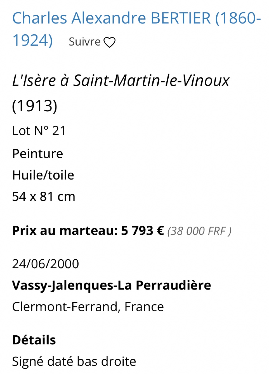 Charles Bertier Grenoble 1860-1924 Large Oil Painting Le Néron St Martin Le Vinoux Bord d'Isère Signed-photo-4