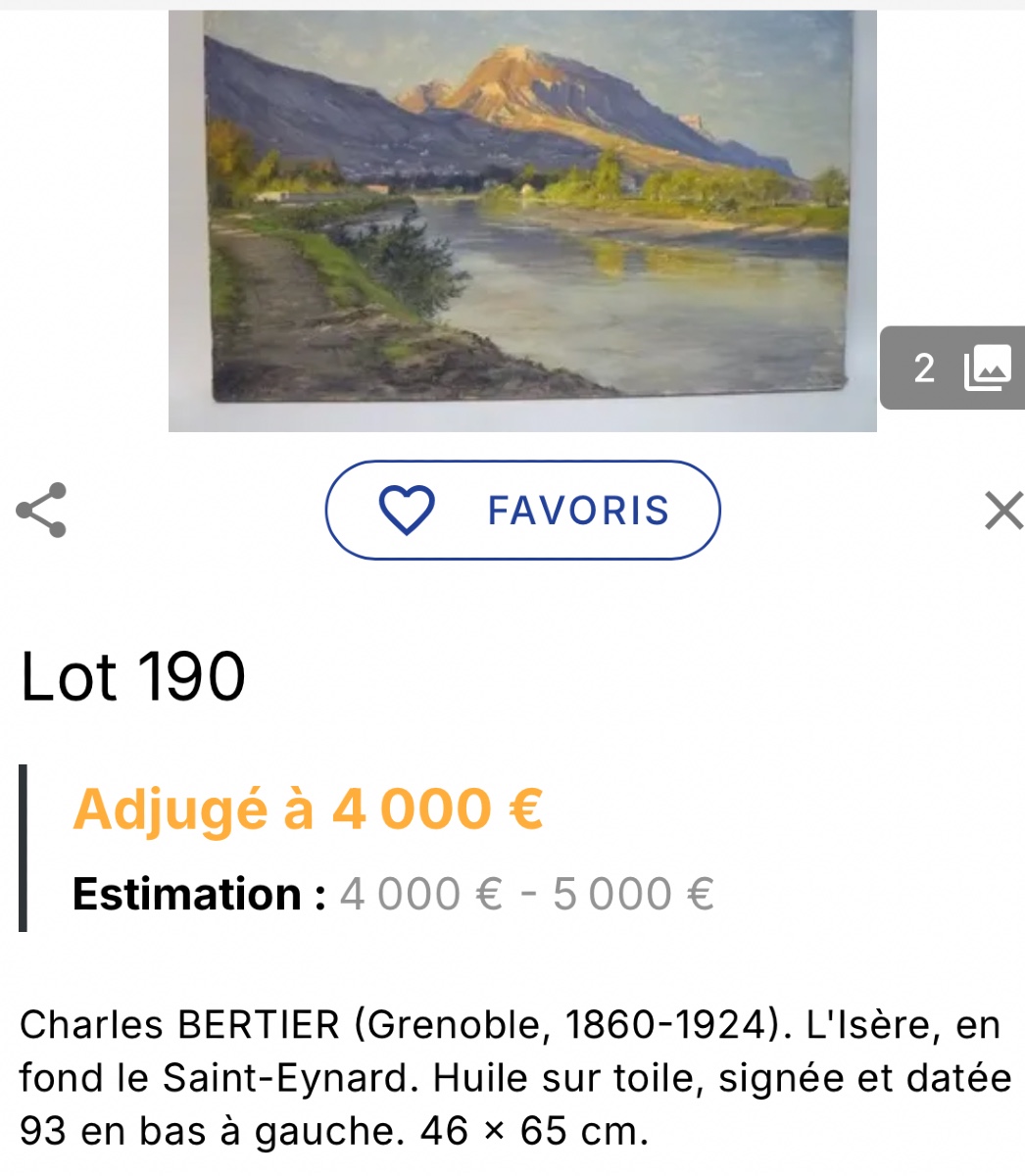 Charles Bertier Grenoble 1860-1924 Large Oil Painting Le Néron St Martin Le Vinoux Bord d'Isère Signed-photo-5