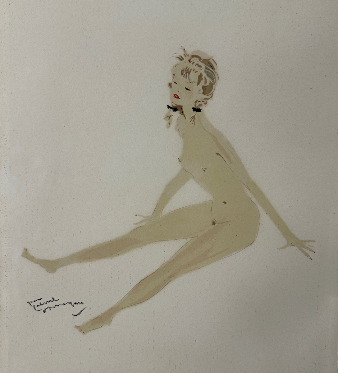 Jean Gabriel Domergue Color Lithograph Suzette 1956 Signed La Parisienne