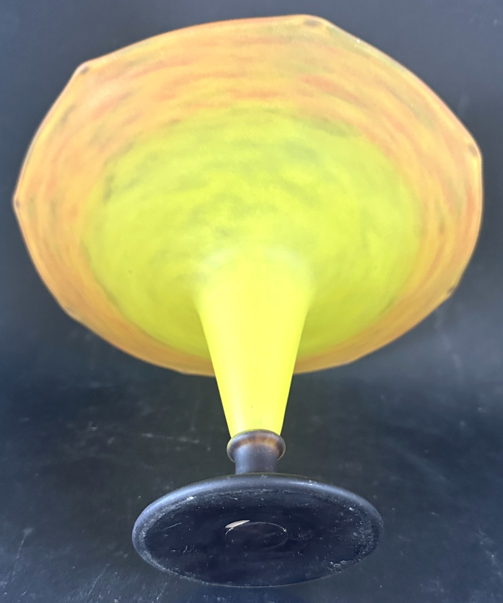Charles Schneider Jewel Glass Bowl With Heat-stretching Signed About 1922-photo-1