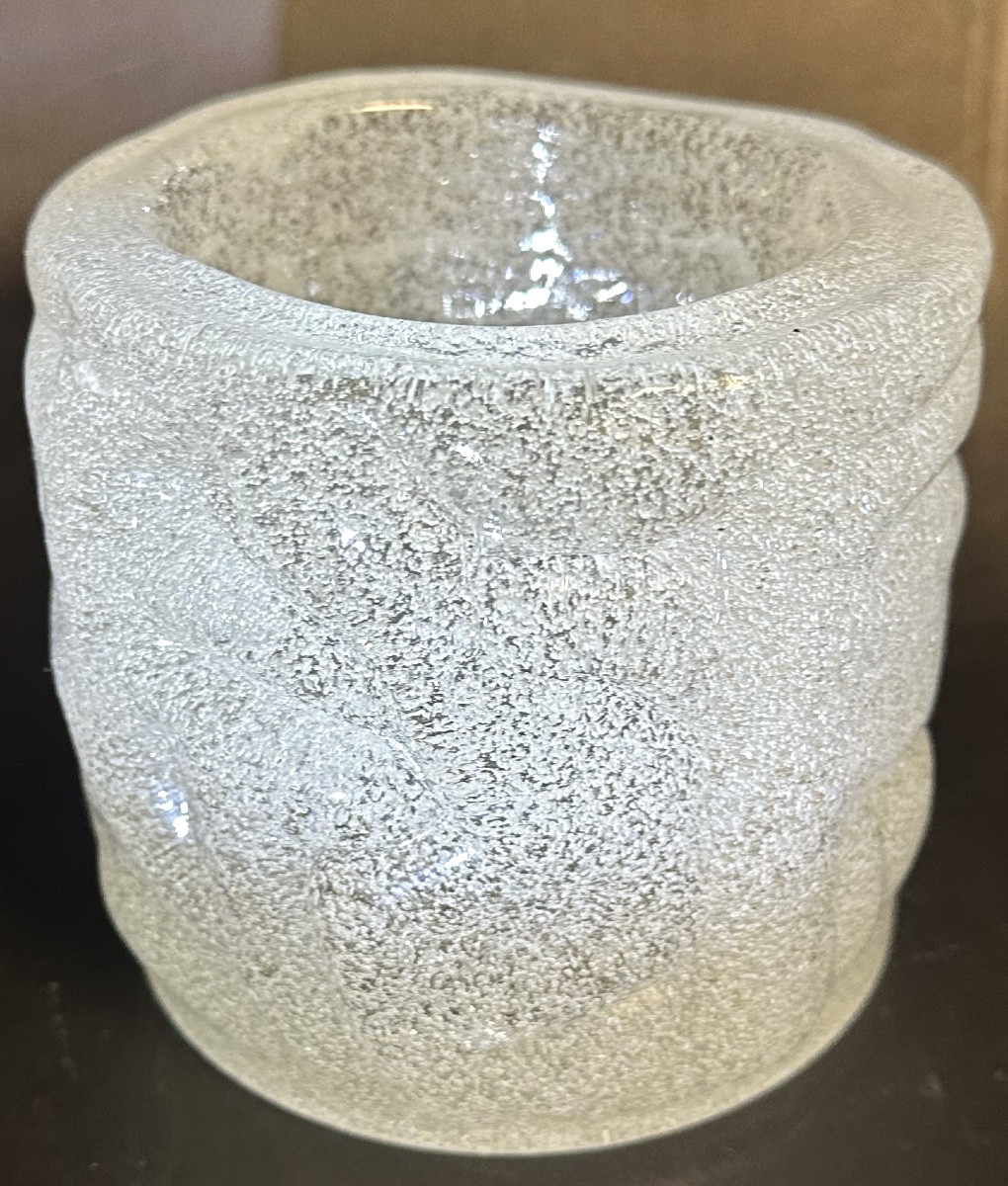 Blown And Bubbled Glass Vase Circa 1940 / 1950 In The Daum Style-photo-4