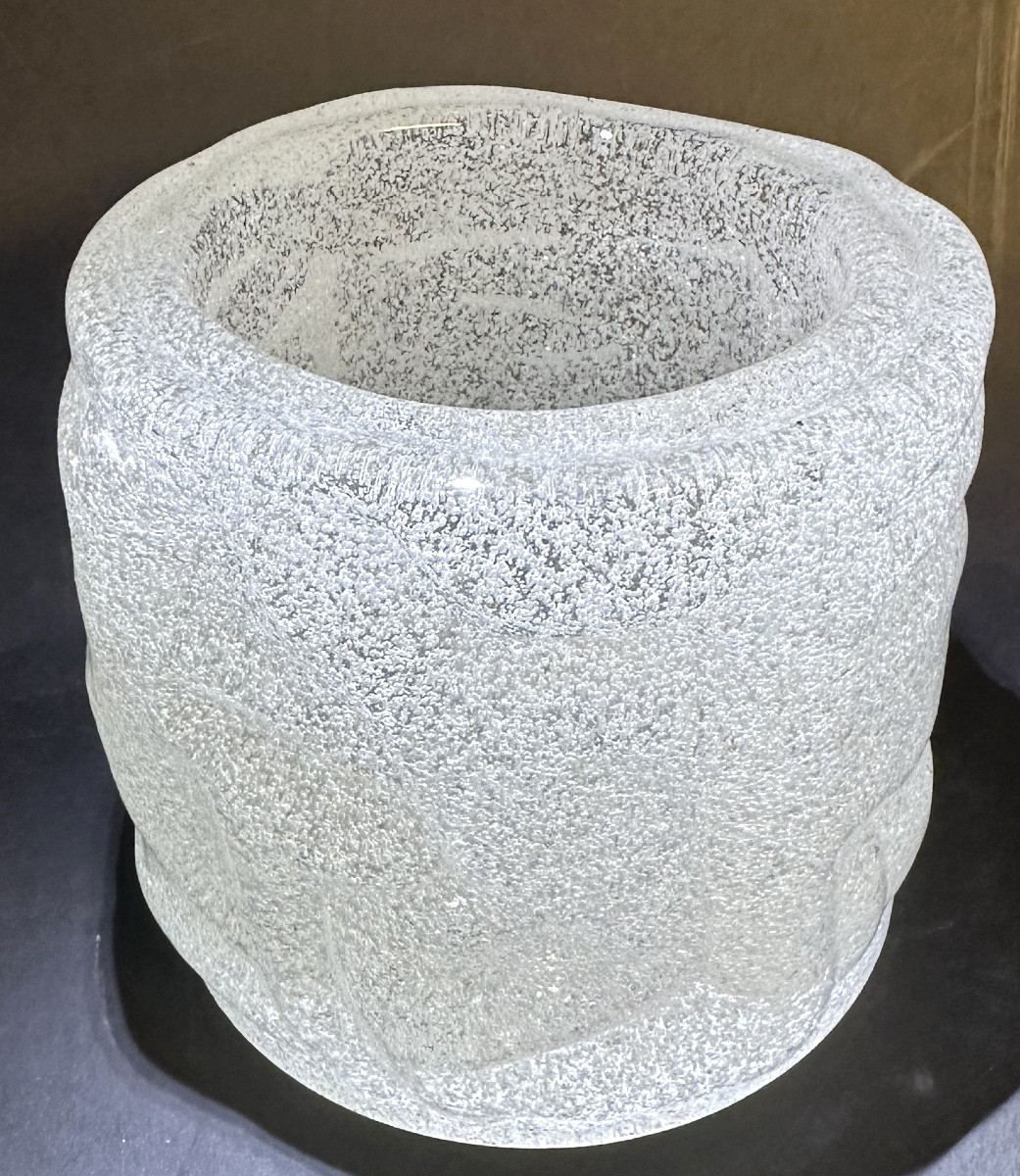 Blown And Bubbled Glass Vase Circa 1940 / 1950 In The Daum Style
