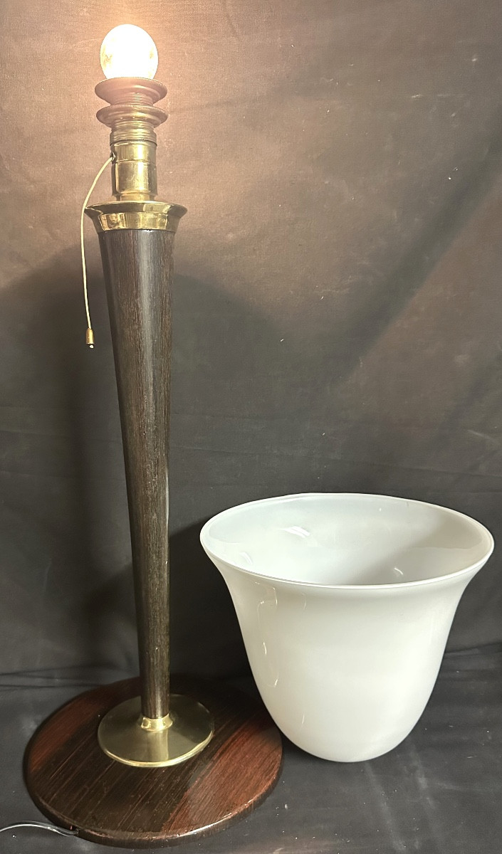 Antique Mazda Lamp In Very Good Condition Circa 1960 With Its Opaline Glass.-photo-1