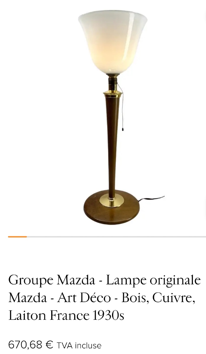 Antique Mazda Lamp In Very Good Condition Circa 1960 With Its Opaline Glass.-photo-5