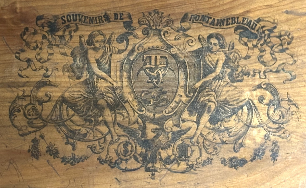 Coffret XIXe Souvenir de Fontainebleau avec armoirie salamandre de François Ier -photo-2